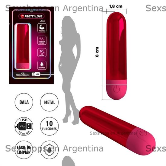Pequeña bala Metálico con 10 Potentes Modos de Vibración
